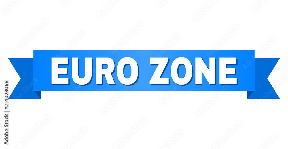 EURO ZONE text on a ribbon. Designed with white caption and blue tape. Vector banner with EURO ZONE tag. EURO ZONE text on a ribbon. Designed with white caption and blue tape. Vector banner with EURO ZONE tag.