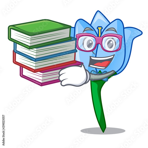 Student with book bell flower mascot cartoon