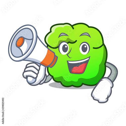 With megaphone shrub character cartoon style