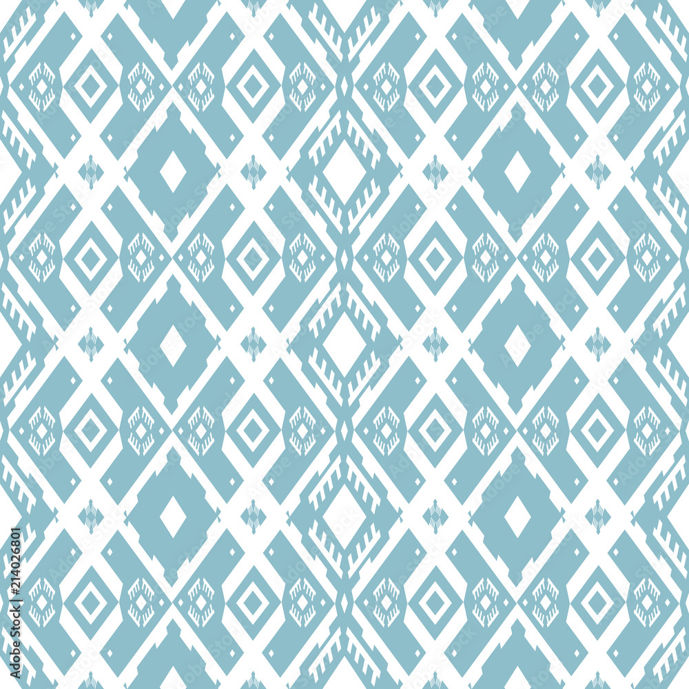 Ikat ornament. Tribal pattern in Aztec style. Hand Drawn folklore seamless pattern Ikat ornament. Tribal pattern in Aztec style. Hand Drawn folklore seamless pattern