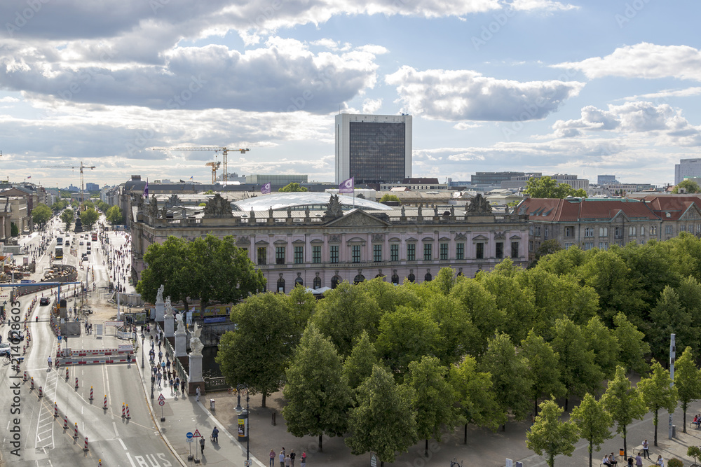 Top view of the central Berlin street Unter den Linden