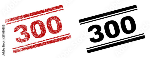 Photos 300 stamp seal print with red grunge and clean black version