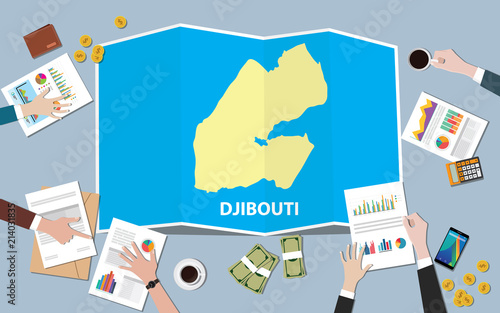 djibouti africa economy country growth nation team discuss with fold maps view from top