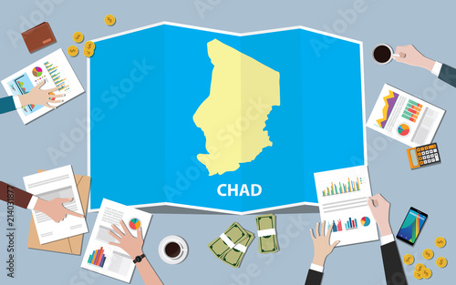 chad africa economy country growth nation team discuss with fold maps view from top