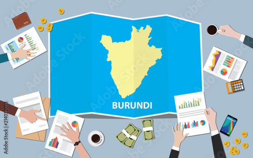 burundi africa economy country growth nation team discuss with fold maps view from top