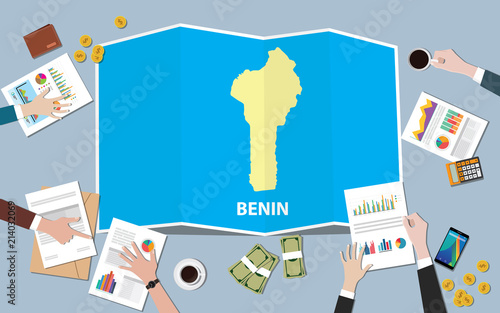 benin africa economy country growth nation team discuss with fold maps view from top