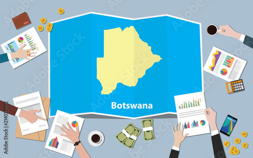 botswana africa economy country growth nation team discuss with fold maps view from top