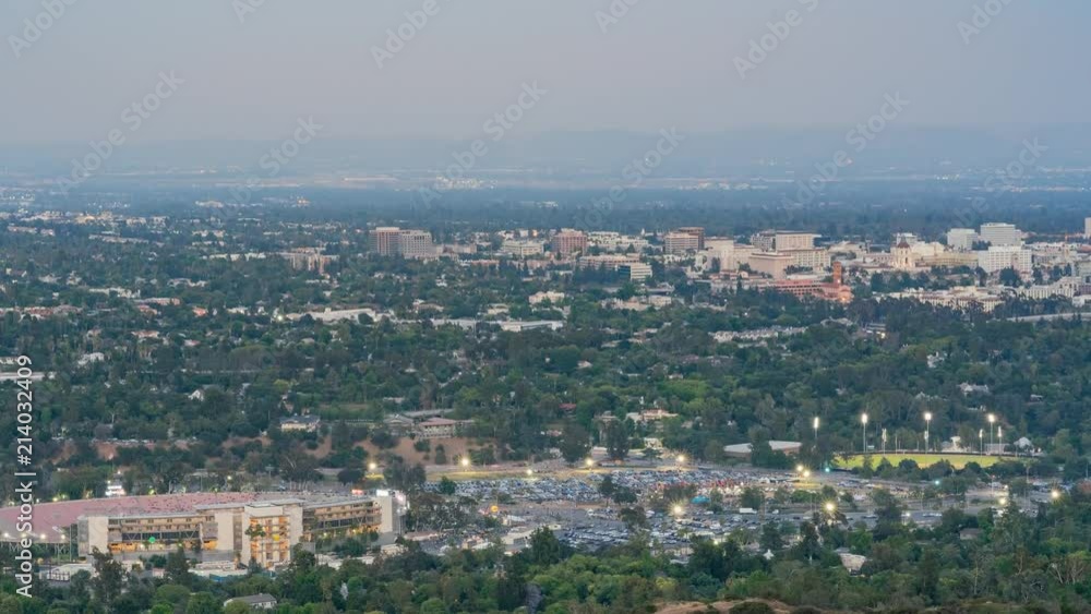 Sunset to night timelapse of the beautiful Rose Bowl, Pasadena City hall and Pasadena downtown view around twilight time Sunset to night timelapse of the beautiful Rose Bowl, Pasadena City hall and Pasadena downtown view around twilight time