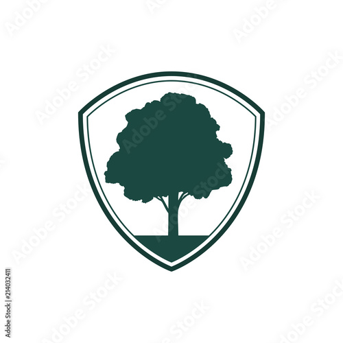 Green Oak Tree in Shield Secure Protection