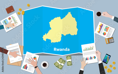 rwanda africa economy country growth nation team discuss with fold maps view from top