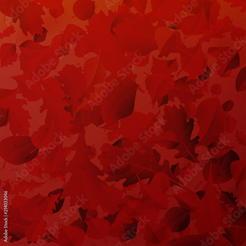 Stock vector illustration autumn falling leaves on background. Autumnal foliage fall and poplar leaf flying in wind motion blur. Orange design for autumn design EPS10