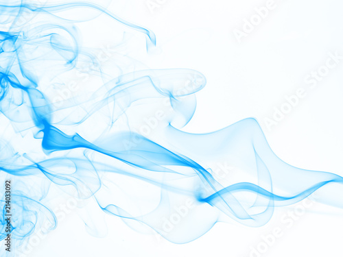 Beautiful blue smoke abstract on white background