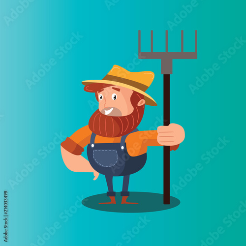 funny adorable farmer peasant agriculturist tiller gardener cartoon character