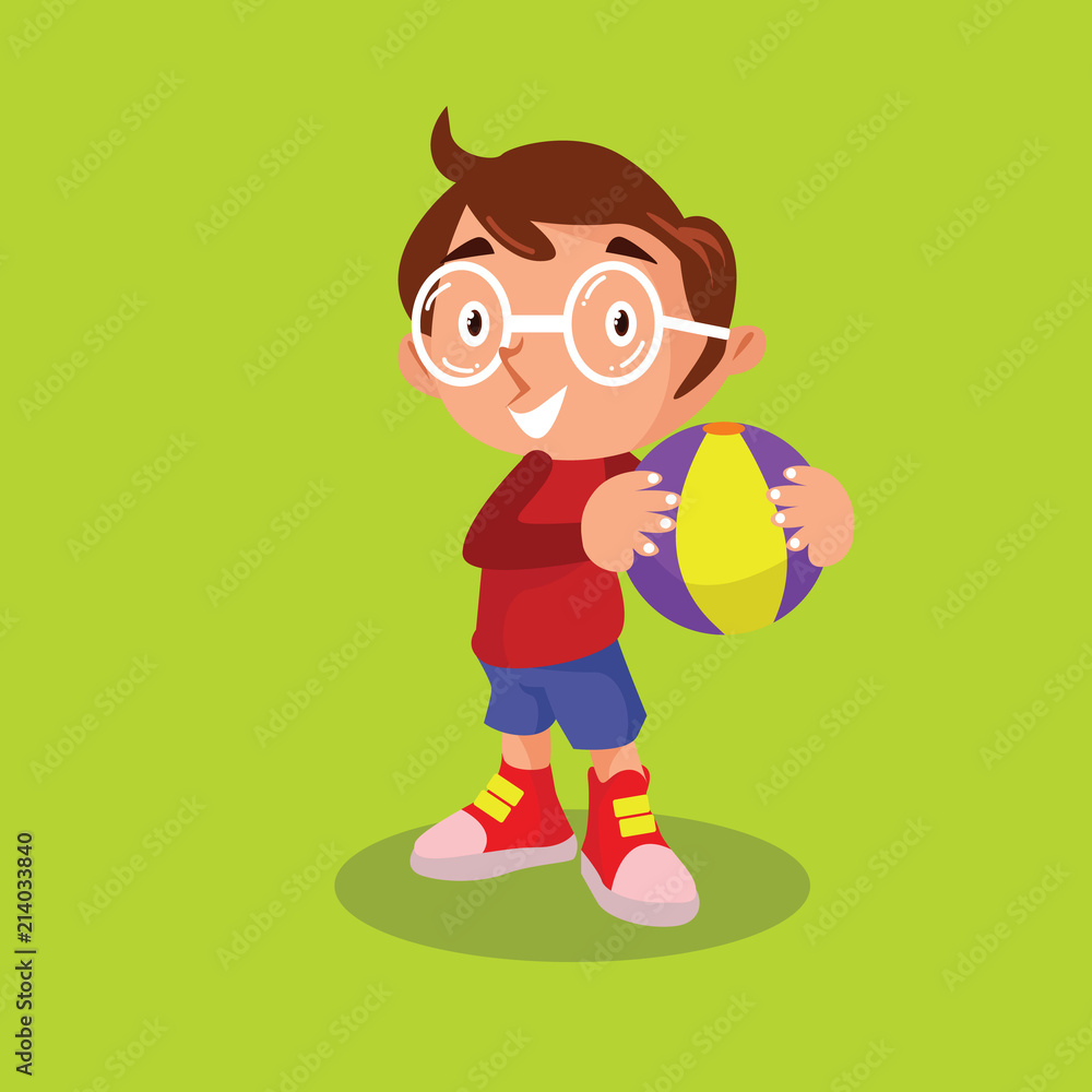 cute little glasses boys playing ball cartoon character cute little glasses boys playing ball cartoon character