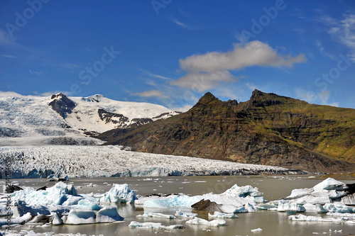 Huge blocks of ice on the seashore