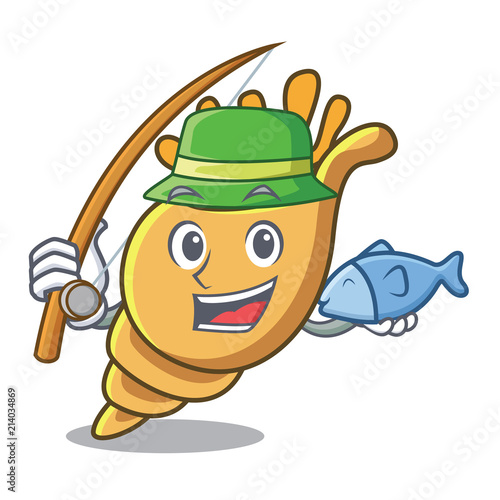 Fishing exotic shell mascot cartoon