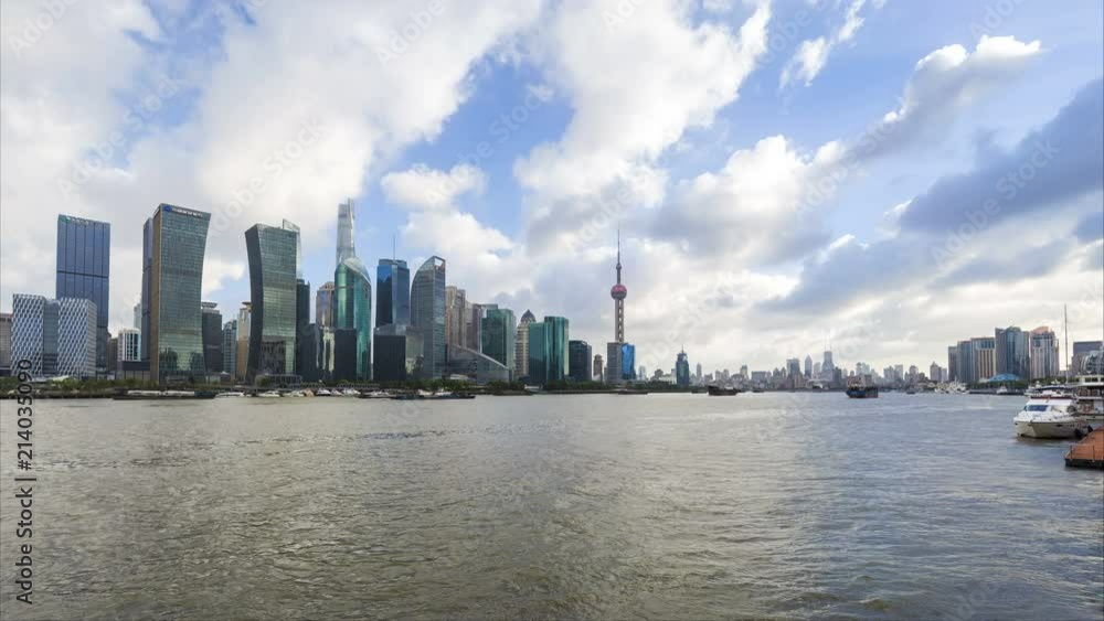 4K Timelapse of Shanghai cityscape and city skyline with cloudy sky 4K Timelapse of Shanghai cityscape and city skyline with cloudy sky