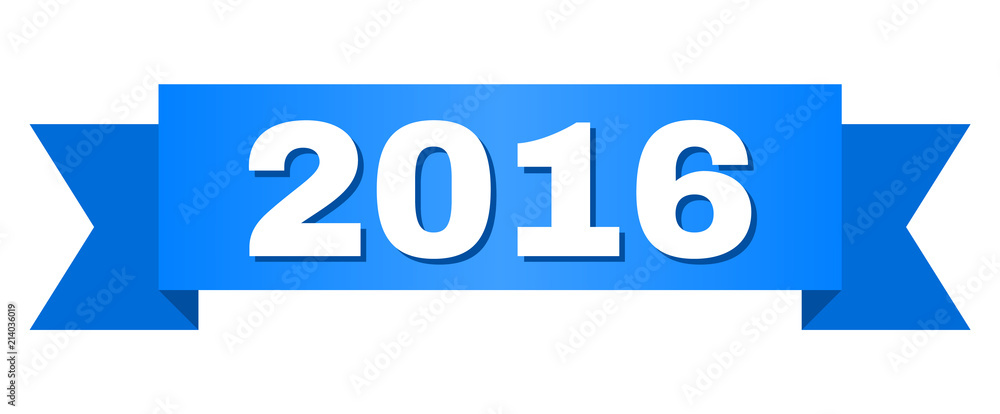 2016 text on a ribbon. Designed with white title and blue tape. Vector banner with 2016 tag. 2016 text on a ribbon. Designed with white title and blue tape. Vector banner with 2016 tag.