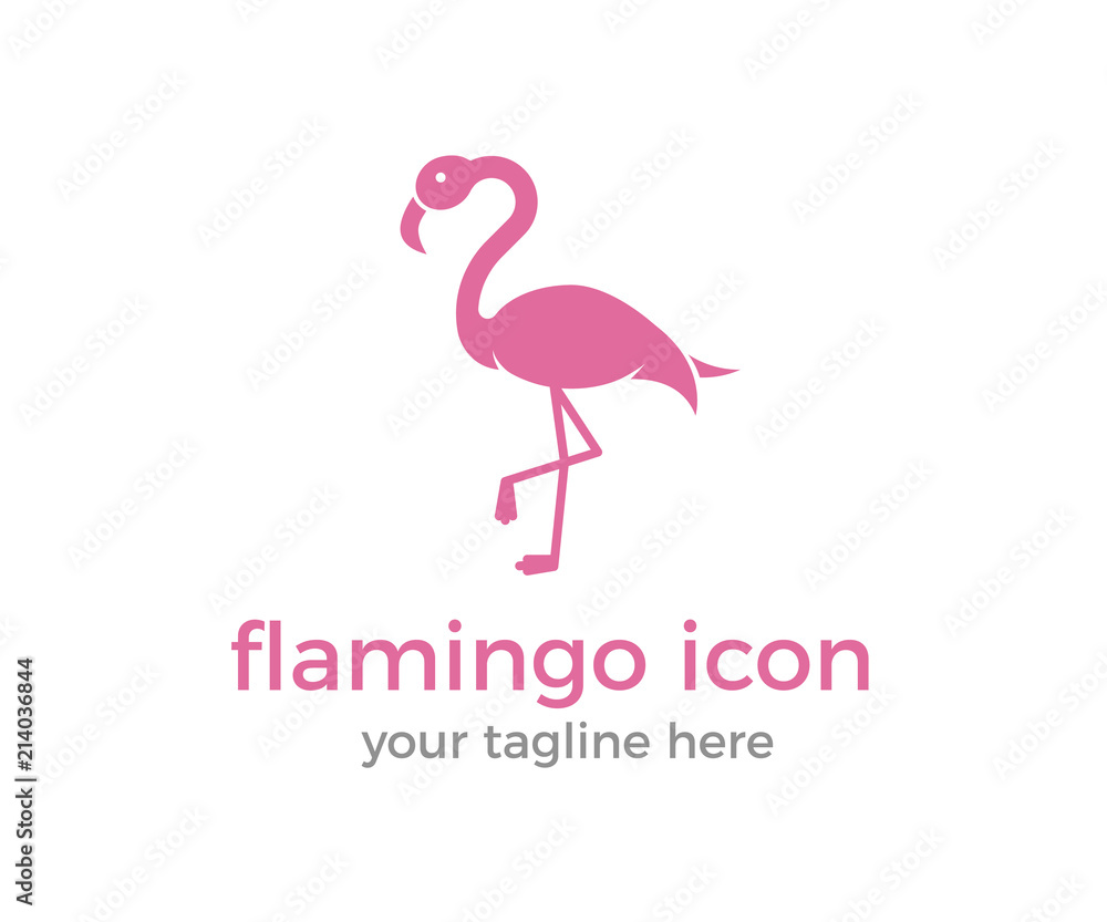 Fototapeta Pink flamingo icon. Vector bird animal logo illustration