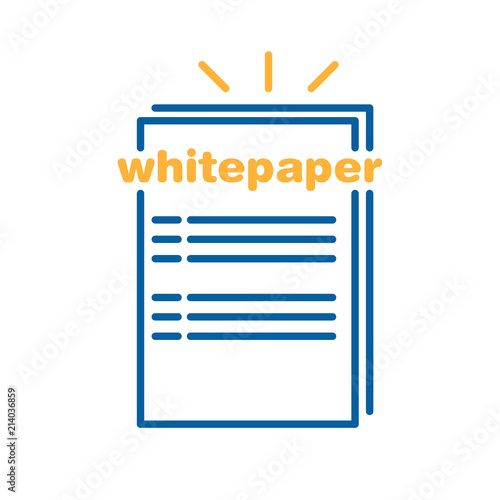 Whitepaper icon. Vector thin line illustration design. Ico investment, startup business company launch strategy. Paper sheet with text