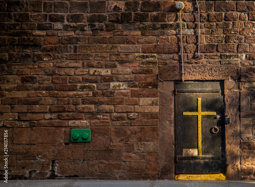 Photography Church door from street in New York City