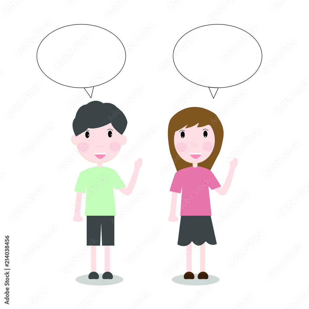 Happy students are talking with speech bubble.Vector illustration character design. Happy students are talking with speech bubble.Vector illustration character design.
