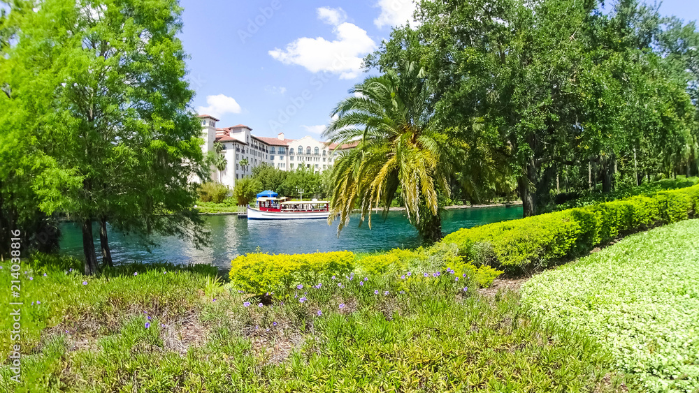 Water transport and lagoon in Orlando, USA