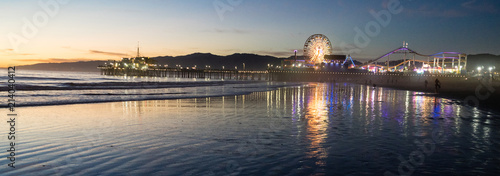 People Frolic in the Water on the Beach in Santa Monica, CA
