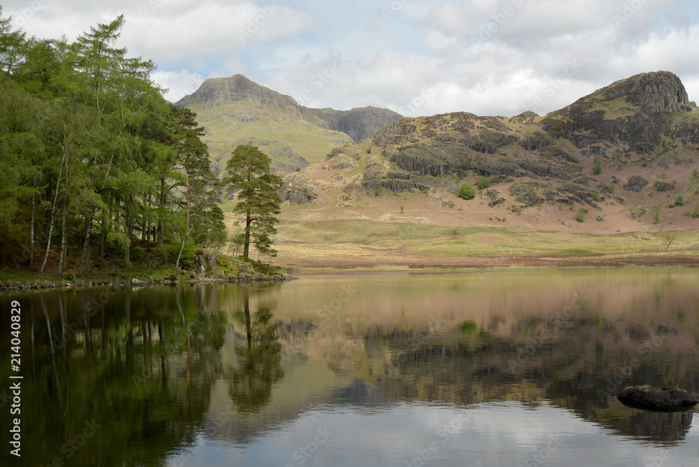 Langdale Pikes reflected in Blea Tarn, Lake District Langdale Pikes reflected in Blea Tarn, Lake District