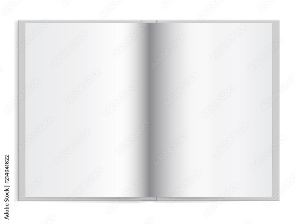 Open a schoolbook with empty paper in white hardcover with space for text