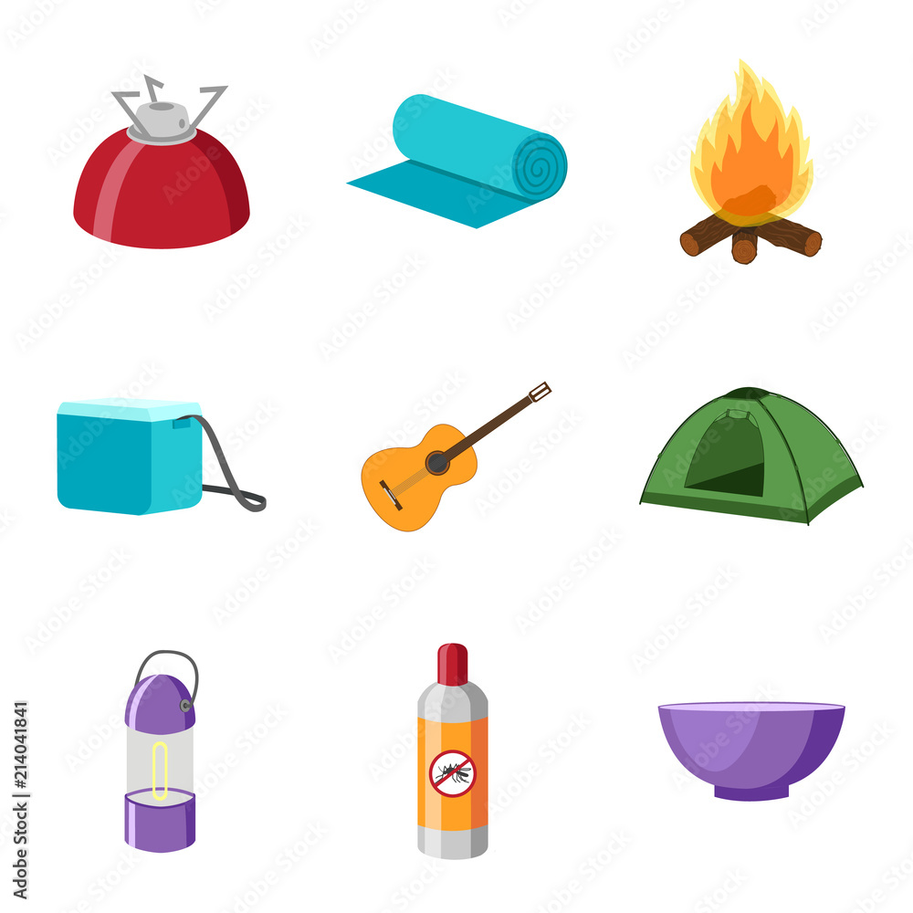 Obraz premium Camping icon set isolated on white background. Vector illustration.