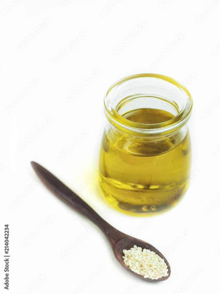 Sesame oil isolated white background Sesame oil isolated white background