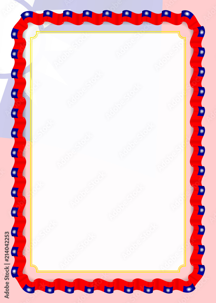 Frame and border of ribbon with Taiwan flag, template elements for your certificate and diploma. Vector Frame and border of ribbon with Taiwan flag, template elements for your certificate and diploma. Vector