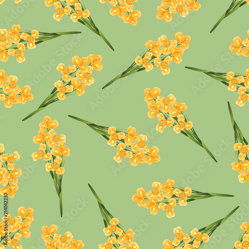 Fototapeta Naklejka Na Ścianę i Meble -  Orange Iris Flower on Green Mint Background