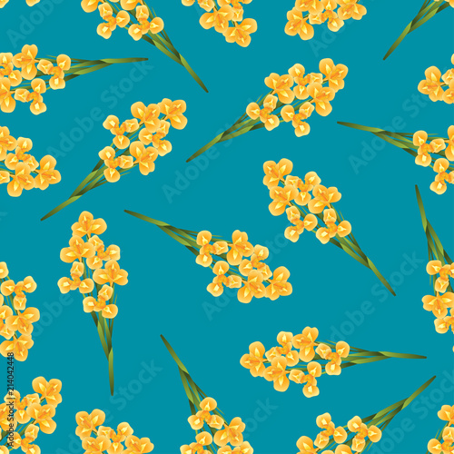 Fototapeta Naklejka Na Ścianę i Meble -  Orange Iris Flower on Indigo Blue Background