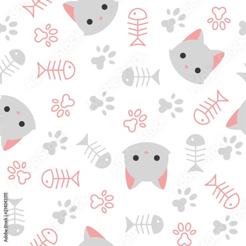 cute kitten seamless pattern, cat lover theme