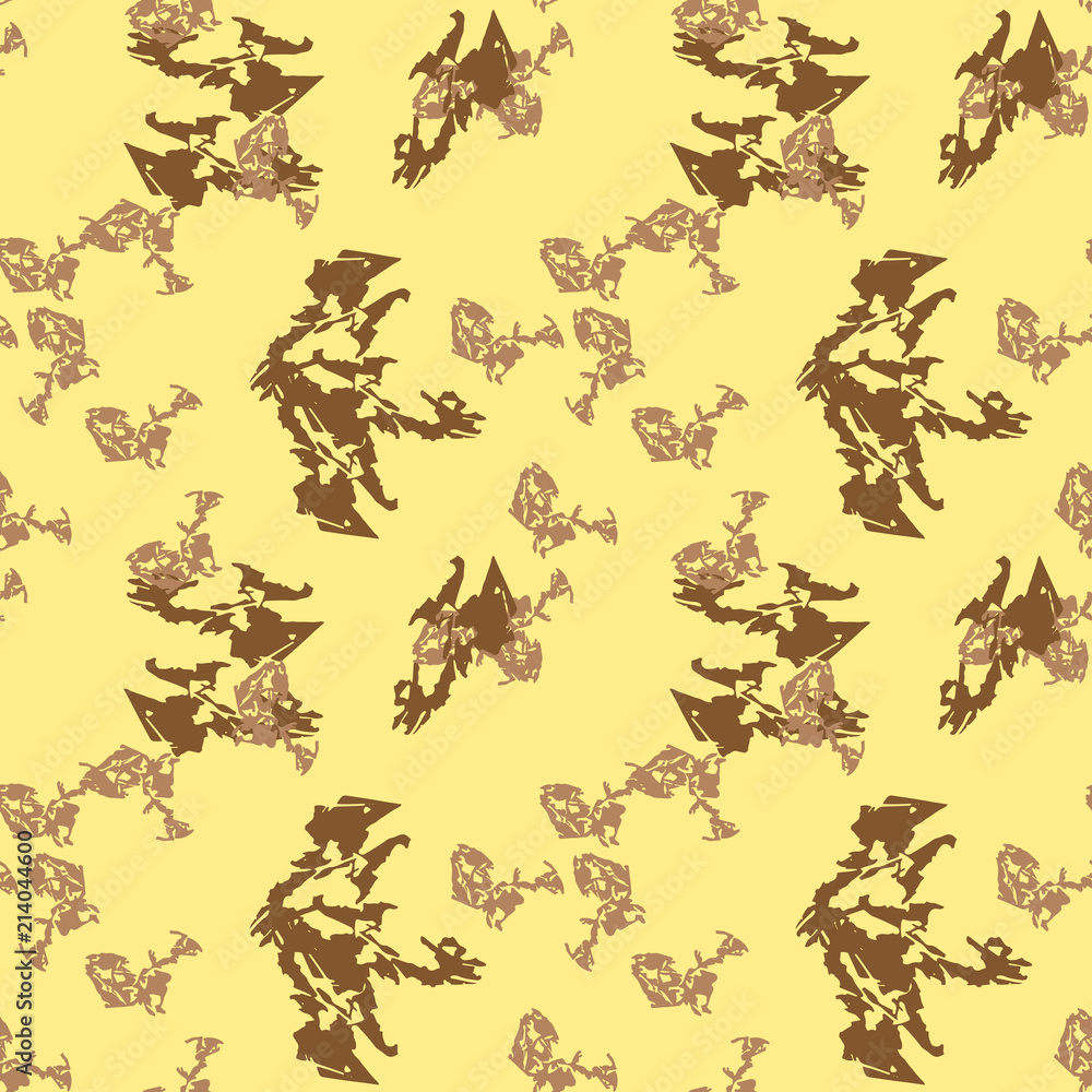 Military camouflage seamless pattern in yellow, beige and brown colors