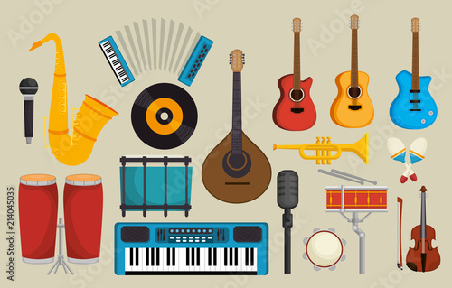 set musical instruments icons