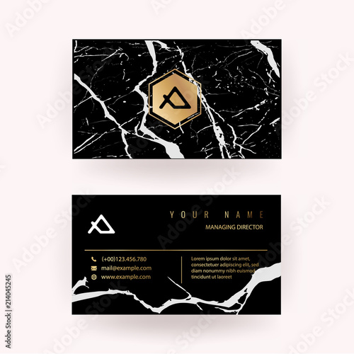 Luxury business card with marble background and modern texture  vector template