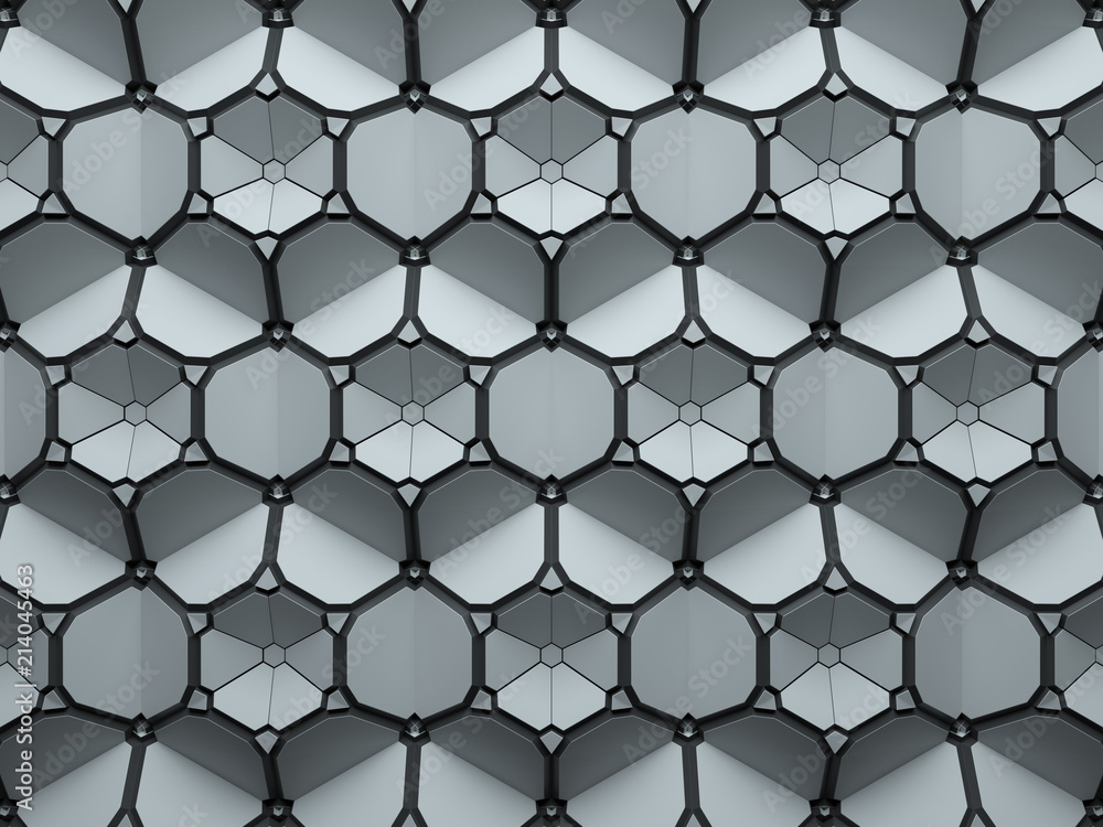 3d render abstract background made of repeatable hexagonal geometric shapes. Pattern ornament. 3d render abstract background made of repeatable hexagonal geometric shapes. Pattern ornament.