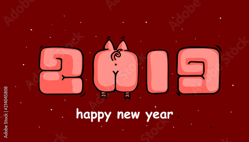Banner in the year of the pig. 2019 New Year. Vector, Illustrations