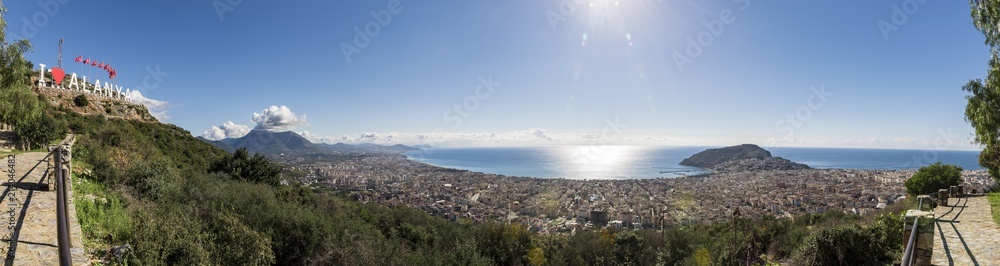 panorama of cityscape of Alanya Turkey with castle view