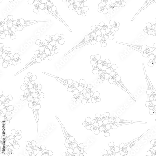 Fototapeta Naklejka Na Ścianę i Meble -  Iris Flower Seamless Outline on White Background