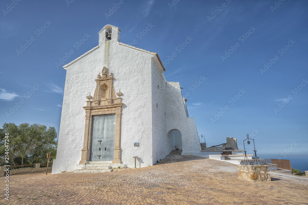 Church on a mountain. Spain Valencia region Alcossebre.