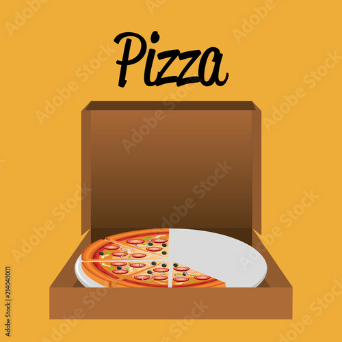 delicious italian pizza in carton box