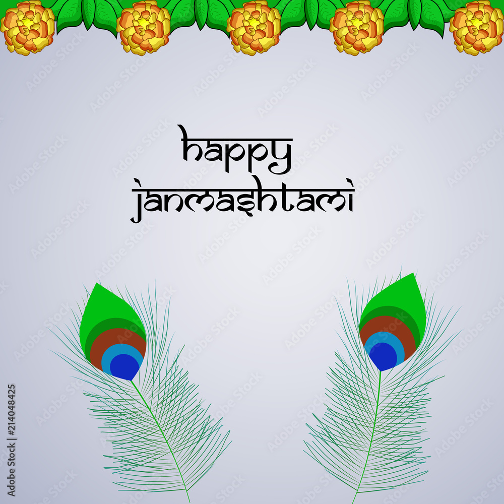 Obraz premium Illustration of background for the occasion of hindu festival Janmashtami celebrated in India