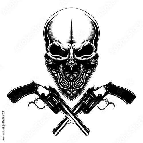 Skull with pistols