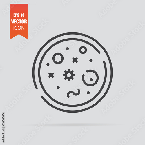 Bacteria icon in flat style isolated on grey background.
