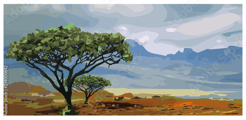 Africa landscape Savannah artwork vector