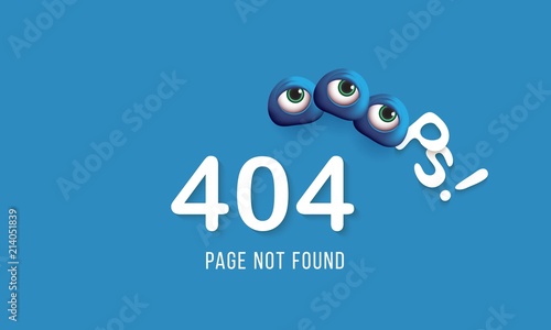 404 page not found Humorous concept of computer error with funny 3d eyes